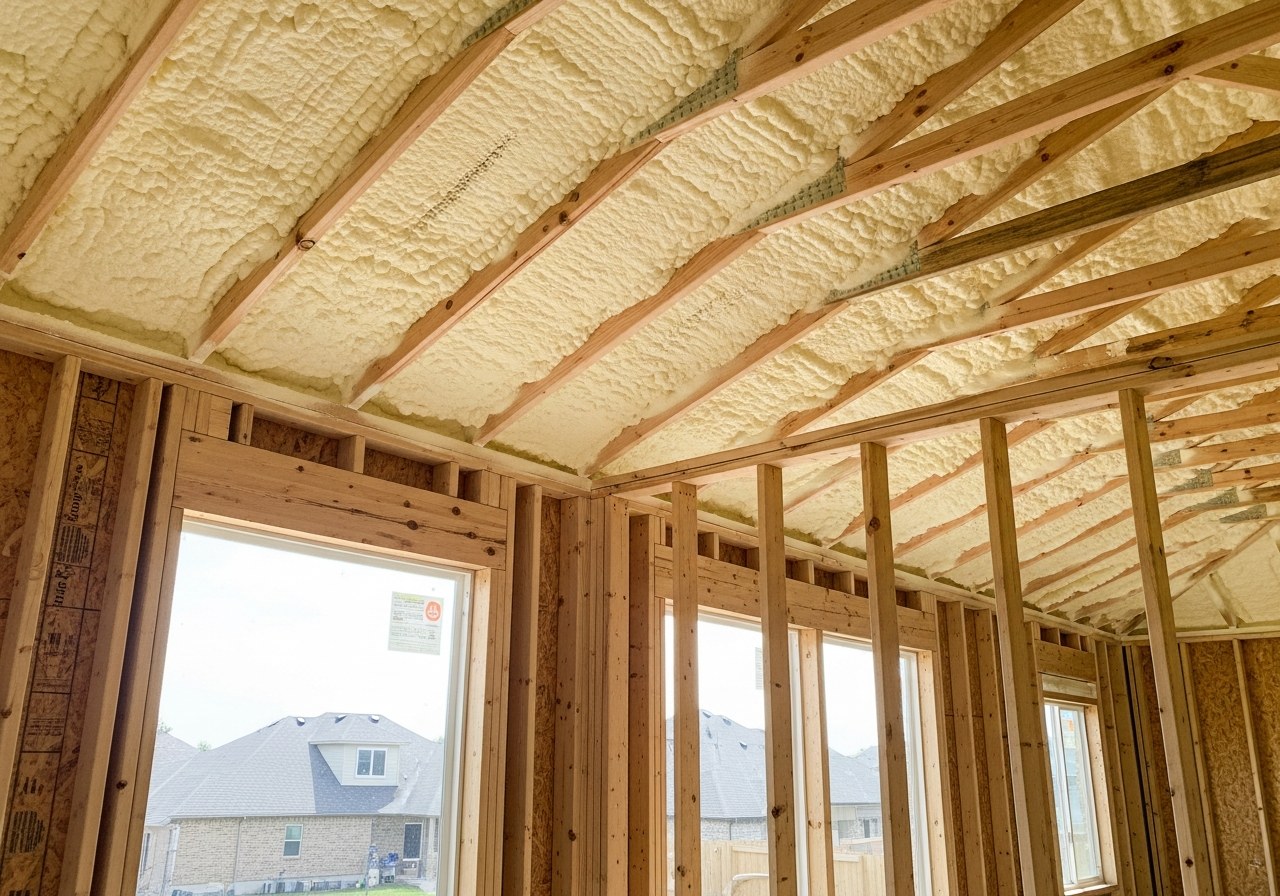 Spray foam insulation in new construction framing — Frisco, TX